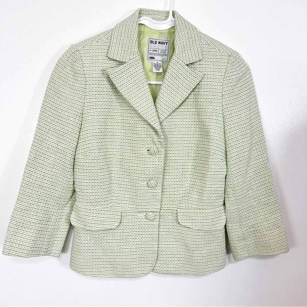 Old Navy Green and White Blazer Jacket XS
